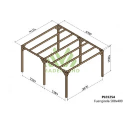 Pergola En Bois Lamellé-collé 500x400cm Fuengirola – Maderland -Jardin Soldes pergola en bois lamelle colle 500x400cm fuengirola maderland 1