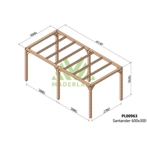 Pergola En Bois Lamellé-collé 600x300cm Santander – Maderland -Jardin Soldes pergola en bois lamelle colle 600x300cm santander maderland 1