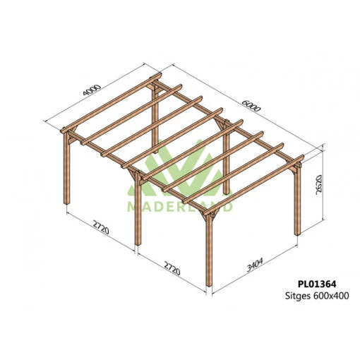 Pergola En Bois Lamellé-collé 600x400cm Sitges – Maderland -Jardin Soldes pergola en bois lamelle colle 600x400cm sitges maderland 1