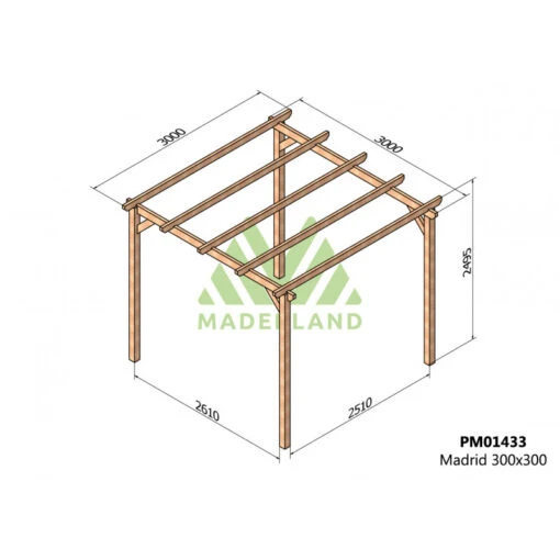 Pergola En Bois Massif Traité Autoclave 300x300cm Madrid – Maderland -Jardin Soldes pergola en bois massif traite autoclave 300x300cm madrid maderland 1