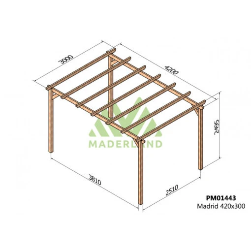 Pergola En Bois Massif Traité Autoclave 420x300cm Madrid – Maderland -Jardin Soldes pergola en bois massif traite autoclave 420x300cm madrid maderland 1