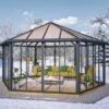 Pergola Fermée En Aluminium Et Polycarbonate 517x595cm Garda™ - Palram - Canopia -Jardin Soldes pergola fermee en aluminium et polycarbonate 517x595cm garda palram