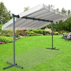 Pergola Marquise En Acier Anthracite 9m² Toile Pivotante Extensible En Polyester 200gr/m² écru - HABRITA -Jardin Soldes pergola marquise en acier anthracite 9m toile pivotante extensible en polyester 200grm ecru habrita 2