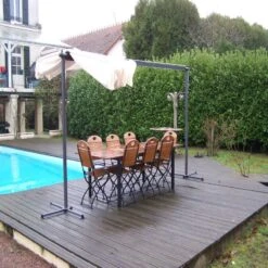 Pergola Marquise En Acier Anthracite 9m² Toile Pivotante Extensible En Polyester 200gr/m² écru - HABRITA -Jardin Soldes pergola marquise en acier anthracite 9m toile pivotante extensible en polyester 200grm ecru habrita 5