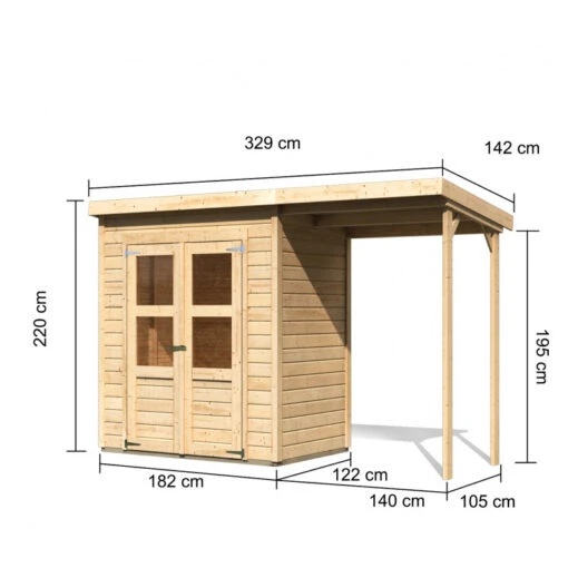 Petit Abri De Jardin En Bois 2,22m² Merseburg 2 + Appentis - Karibu -Jardin Soldes petit abri de jardin en bois 222m merseburg 2 appntis karibu 2