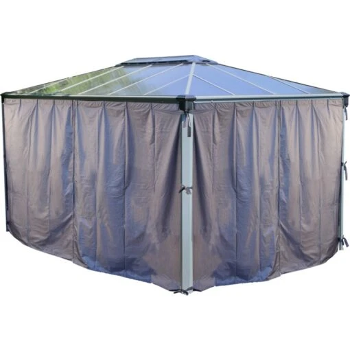 Rideaux En Polyester Gris Pour Pergola Martinique™ 4300 - Palram -Jardin Soldes rideaux en polyester gris pour pergola martinique 4300 palram 1