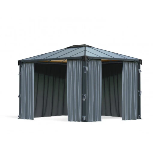 Rideaux En Polyester Gris Pour Pergolas Palermo 3000/3500/3600 + Milano 3000 + Martinique 3600 - Palram - Canopia -Jardin Soldes rideaux en polyester gris pour pergola palermo 3000 palram 1