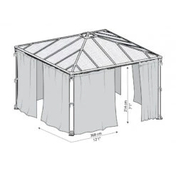 Rideaux En Polyester Gris Pour Pergolas Palermo 3000/3500/3600 + Milano 3000 + Martinique 3600 - Palram - Canopia -Jardin Soldes rideaux en polyester gris pour pergola palermo 3000 palram 2