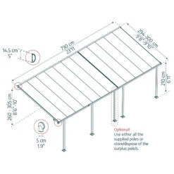 Toit De Terrasse 300x730cm En Aluminium Gris Et Polycarbonate 8mm FERIA - Canopia By Palram -Jardin Soldes toit de terrasse 300x730cm en aluminium gris et polycarbonate 8mm feria palram 2