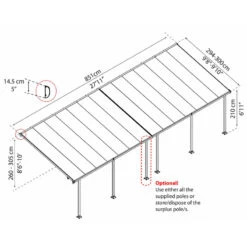 Toit De Terrasse 300x800cm En Alu Gris Anthracite Et Polycarbonate 8mm PATIO -Jardin Soldes toit de terrasse 300x800cm en alu gris anthracite et polycarbonate 8mm patio 4