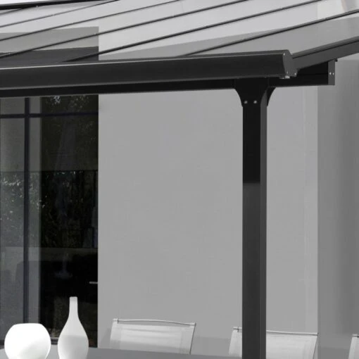 Toit De Terrasse 9,21m² Aluminium Anthracite Et Polycarbonate Habrita -Jardin Soldes toit de terrasse 921m aluminium anthracite et polycarbonate habrita 1