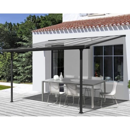 Toit De Terrasse 9,21m² Aluminium Anthracite Et Polycarbonate Habrita -Jardin Soldes toit de terrasse 921m aluminium anthracite et polycarbonate habrita