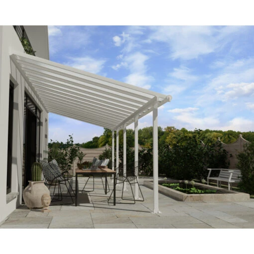 Toit De Terrasse En Aluminium Blanc 3x8,51m + PC 16mm Olympia - Palram - Canopia -Jardin Soldes toit de terrasse en aluminium blanc 3x851m pc 16mm olympia palram