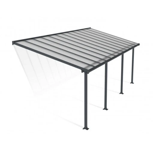 Toit De Terrasse En Aluminium Gris 3x7,30m + PC 16mm Olympia - Palram - Canopia -Jardin Soldes toit de terrasse en aluminium gris 3x730m pc 16mm olympia palram 1