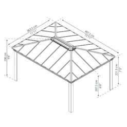 Tonnelle Dallas 4900 En Aluminium Et Polycarbonate Isolant Avec éclairage – Palram - Canopia -Jardin Soldes tonnelle dallas 4900 en aluminium et polycarbonate isolant avec eclairage palram 2