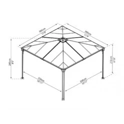 Tonnelle De Jardin 3,6x3,6m En Alu Gris Anthracite Et Polycarbonate -Jardin Soldes tonnelle de jardin 36x36m en alu gris anthracite et polycarbonate 2