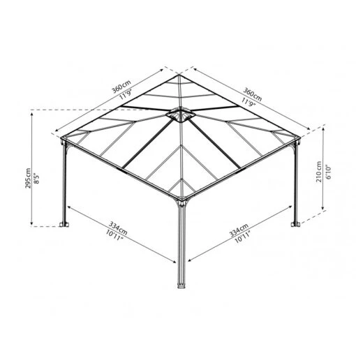 Tonnelle De Jardin 3,6x3,6m En Alu Gris Anthracite Et Polycarbonate -Jardin Soldes tonnelle de jardin 36x36m en alu gris anthracite et polycarbonate 2