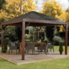 Tonnelle De Jardin Valencia 363x363cm En Aluminium Aspect Bois – SOJAG -Jardin Soldes tonnelle de jardin valencia 363x363cm en aluminium aspect bois sojag