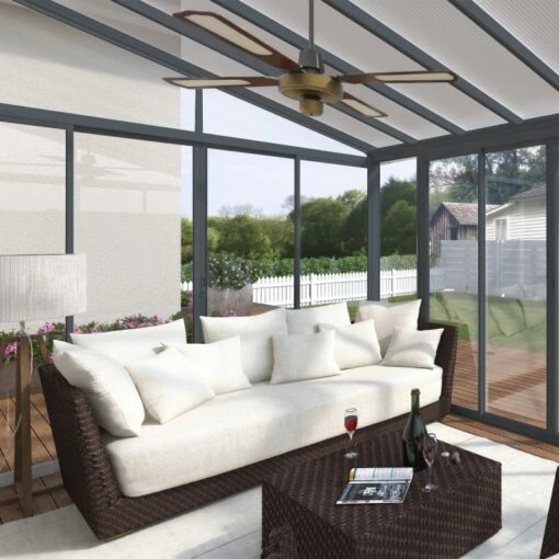 Véranda 300x425cm En Alu Gris Et Polycarbonate 8mm Sanremo - Palram - Canopia -Jardin Soldes veranda 300x425cm en alu gris et polycarbonate 8mm sanremo palram 1